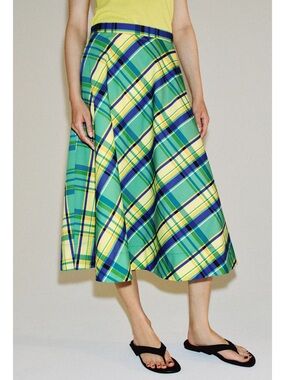 Zara Plaid A-Line Midi Skirt